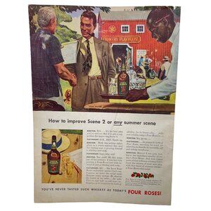 Four Roses Whiskey Vintage Print Ad 1942 John Falter Art Country Playhouse